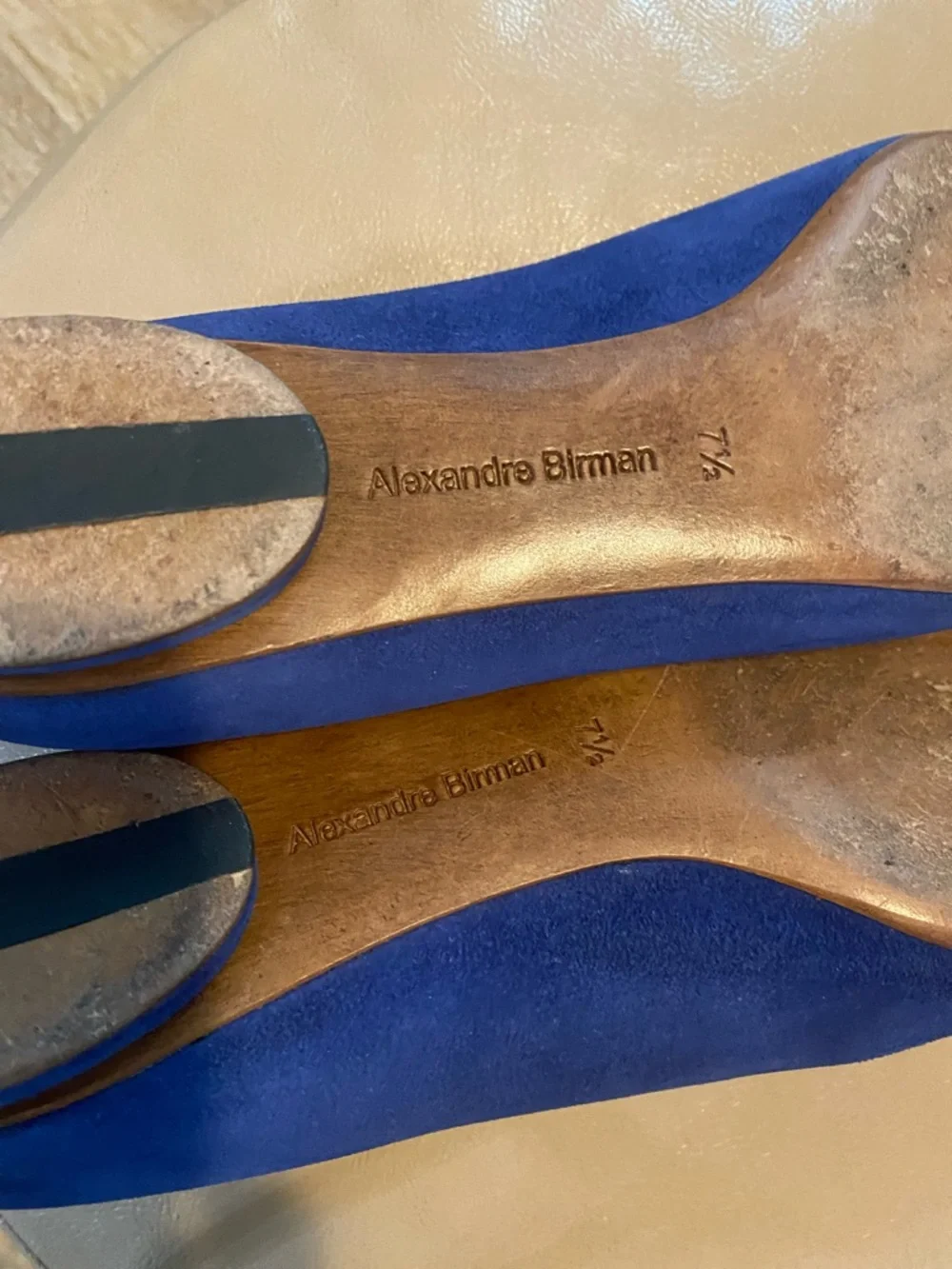 Alexandre Birman Royal Blue Suede Pointed-Toe Flats size 7.5 - Picture 6 of 8